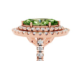 Rose gold Double Halo Marquise Cut Peridot Pavé Band with Four-Prong Setting_5