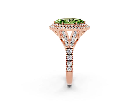 Rose gold Double Halo Marquise Cut Peridot Pavé Split Shank Ring with Prong Setting_2