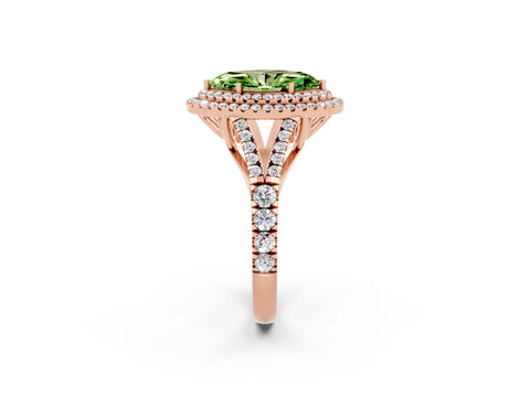 Rose gold Double Halo Marquise Cut Peridot Split Shank Engagement Ring with Four-Prong Setting_2