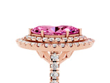 Rose gold Double Halo Marquise Cut Pink Sapphire Pavé Band with Four-Prong Setting_29