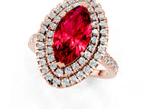 Rose gold Double Halo Marquise Cut Ruby Pavé Band with Four-Prong Setting_1