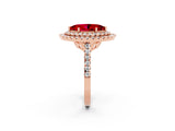 Rose gold Double Halo Marquise Cut Ruby Pavé Band with Four-Prong Setting_2