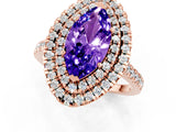 Rose gold Double Halo Marquise Cut Tanzanite Pavé Band with Four-Prong Setting_1