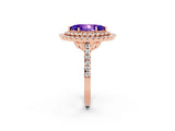 Rose gold Double Halo Marquise Cut Tanzanite Pavé Band with Four-Prong Setting_2