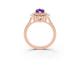 Rose gold Double Halo Marquise Cut Tanzanite Pavé Band with Four-Prong Setting_3