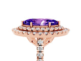 Rose gold Double Halo Marquise Cut Tanzanite Pavé Band with Four-Prong Setting_5