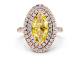 Rose gold Double Halo Marquise Cut Yellow Sapphire Pavé Band with Four-Prong Setting_24