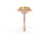 Rose gold Double Halo Marquise Cut Yellow Sapphire Pavé Band with Four-Prong Setting_26