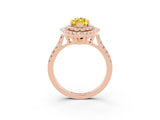 Rose gold Double Halo Marquise Cut Yellow Sapphire Pavé Band with Four-Prong Setting_27