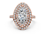 Rose gold Double Halo Marquise Diamond Pave Band with Four-Prong Setting_62
