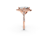 Rose gold Double Halo Marquise Diamond Pave Band with Four-Prong Setting_64