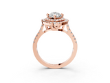 Rose gold Double Halo Marquise Diamond Pave Band with Four-Prong Setting_65
