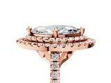 Rose gold Double Halo Marquise Diamond Pave Band with Four-Prong Setting_67