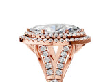 Rose gold Double Halo Marquise-Shaped Split Shank Diamond Ring with Prong Setting_24