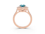 Rose gold Double Halo Oval Cut Blue Topaz Pavé Band with Four-Prong Setting_3
