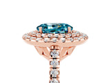 Rose gold Double Halo Oval Cut Blue Topaz Pavé Band with Four-Prong Setting_5