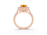 Rose gold Double Halo Oval Cut Citrine Pavé Band with Four-Prong Setting_3