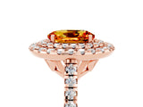 Rose gold Double Halo Oval Cut Citrine Pavé Band with Four-Prong Setting_5