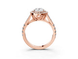 Rose gold Double Halo Oval Cut Diamond Split Shank Engagement Ring with Four-Prong Setting_10