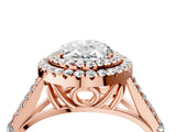 Rose gold Double Halo Oval Cut Diamond Split Shank Engagement Ring with Four-Prong Setting_11