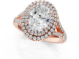 Rose gold Double Halo Oval Cut Diamond Split Shank Engagement Ring with Four-Prong Setting_8