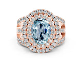 Rose gold Double Halo Oval Cut Diamond Split Shank Pave Set Ring