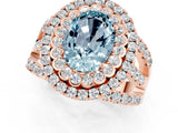Rose gold Double Halo Oval Cut Diamond Split Shank Pave Set Ring_1