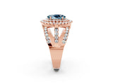 Rose gold Double Halo Oval Cut Diamond Split Shank Pave Set Ring_2
