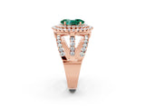 Rose gold Double Halo Oval Cut Diamond Split Shank Pave Set Ring_2