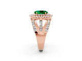Rose gold Double Halo Oval Cut Diamond Split Shank Pave Set Ring_2