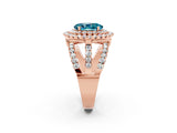 Rose gold Double Halo Oval Cut Diamond Split Shank Pave Set Ring_2