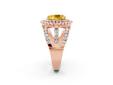 Rose gold Double Halo Oval Cut Diamond Split Shank Pave Set Ring_2