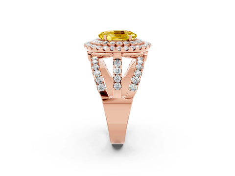 Rose gold Double Halo Oval Cut Diamond Split Shank Pave Set Ring_2
