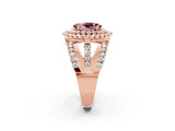 Rose gold Double Halo Oval Cut Diamond Split Shank Pave Set Ring_2