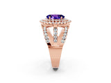 Rose gold Double Halo Oval Cut Diamond Split Shank Pave Set Ring_2