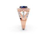 Rose gold Double Halo Oval Cut Diamond Split Shank Pave Set Ring_2