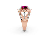 Rose gold Double Halo Oval Cut Diamond Split Shank Pave Set Ring_2