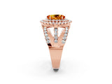 Rose gold Double Halo Oval Cut Diamond Split Shank Pave Set Ring_2