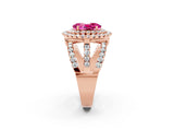 Rose gold Double Halo Oval Cut Diamond Split Shank Pave Set Ring_2