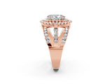 Rose gold Double Halo Oval Cut Diamond Split Shank Pave Set Ring_2