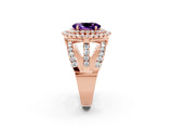 Rose gold Double Halo Oval Cut Diamond Split Shank Pave Set Ring_2
