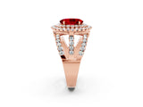 Rose gold Double Halo Oval Cut Diamond Split Shank Pave Set Ring_2