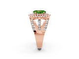 Rose gold Double Halo Oval Cut Diamond Split Shank Pave Set Ring_2