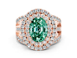 Rose gold Double Halo Oval Cut Diamond Split Shank Pave Set Ring