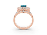Rose gold Double Halo Oval Cut Diamond Split Shank Pave Set Ring_3