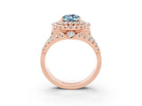 Rose gold Double Halo Oval Cut Diamond Split Shank Pave Set Ring_3