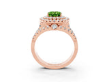 Rose gold Double Halo Oval Cut Diamond Split Shank Pave Set Ring_3