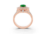 Rose gold Double Halo Oval Cut Diamond Split Shank Pave Set Ring_3