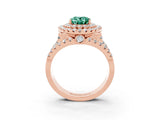 Rose gold Double Halo Oval Cut Diamond Split Shank Pave Set Ring_3