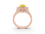 Rose gold Double Halo Oval Cut Diamond Split Shank Pave Set Ring_3